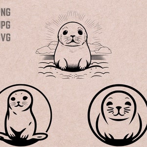 Baby seal svg designs, Seal logo vector, Seal PNG, Sea Animal bundle clipart, Animal JPG ,T-shirt Printable