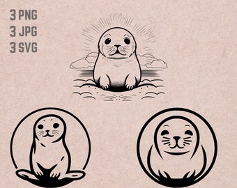 Baby seal svg designs, Seal logo vector, Seal PNG, Sea Animal bundle clipart, Animal JPG ,T-shirt Printable