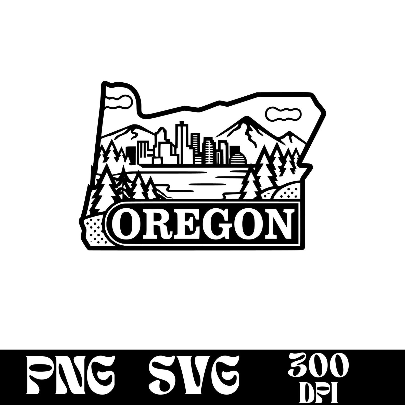 Oregon Skyline SVG Design, Oregon Logo, Oregon Skyline Vector, Skyline ...
