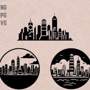 Hong Kong SVG designs, Hong Kong logo, Hong Kong Skyline vector, Skyline PNG, World Cities bundle, Urban Clipart