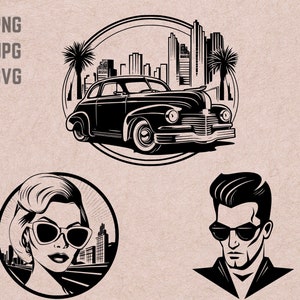 Vintage & Retro SVG ontwerpen, klassieke auto, klassieke gentleman vector, klassieke vrouw PNG, Old School bundel, retro clipart