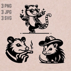 Possum SVG designs, Possum logo, Cowboy Hat Possum vector, Smoking Possum PNG, Dancing Possum vector, Cute Possum clipart, Funny Possum jpg