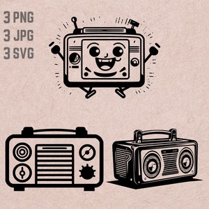 Conceptions radio SVG, logo radio, musique vectorielle, Boombox PNG, ensemble radio, clipart old school