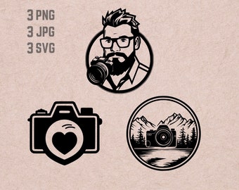 Photographer SVG designs, Photographer logo, Camera vector, Photography PNG, Photographer bundle, Camera Lence png, Gift for Photographer