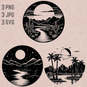 Projekty svg Desert Oasis, logo Desert, kaktus PNG, clipart pakietu Oasis, Oasis Harmony JPG, koszulka do druku