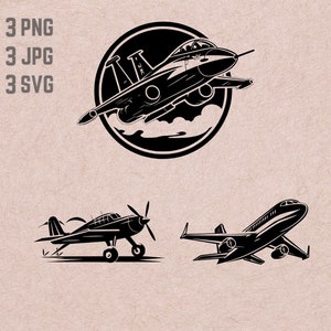 Aircraft SVG designs, Airplane logo, Jet vector, Fighter Jet PNG, Airplane bundle, Crop Duster Clipart