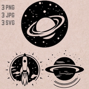 Space svg designs, Space logo, Spaceship PNG, Space Exploration bundle clipart, Stars JPG ,Planet JPG, Universe clipart
