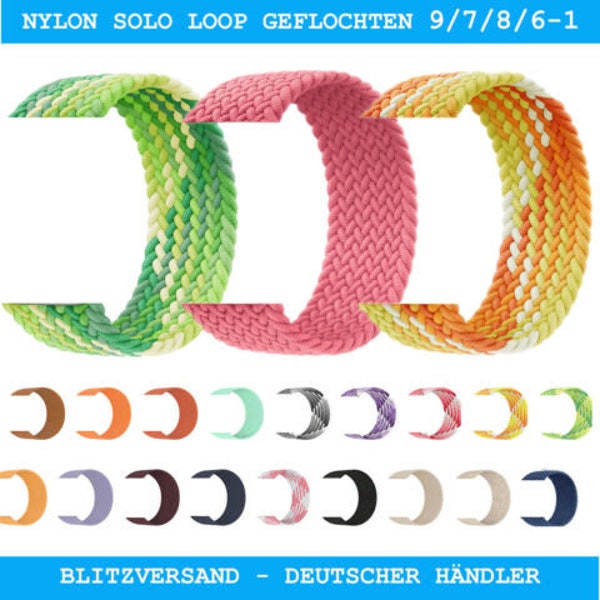 RESTPOSTEN*** Ersatz - Armband Nylon Solo Loop für Apple Watch geflochten Flechtarmband 9 8 7-1 / 38-41mm und 42-49mm Nylon Loop ULTRA 1+2