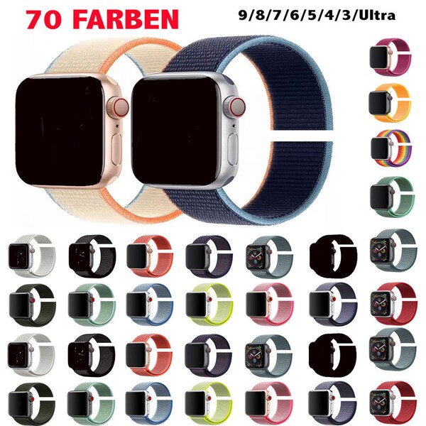 AKTIONSWOCHE***Ersatz-Armband Nylon Sport Solo Loop für Apple Watch Serie Ultra 1+2  9 8 7-1 / 38-41mm und 42-49mm Alpine Ocean NYLON LOOP