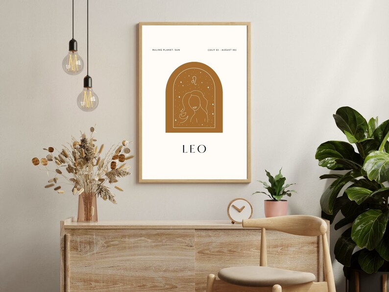Leo Star Sign Printable Poster Leo Wall Art Leo Wall Print Etsy México