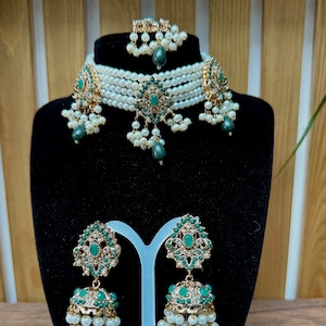 Indian Pakistani choker set - Necklace, Tikka and Earrings
