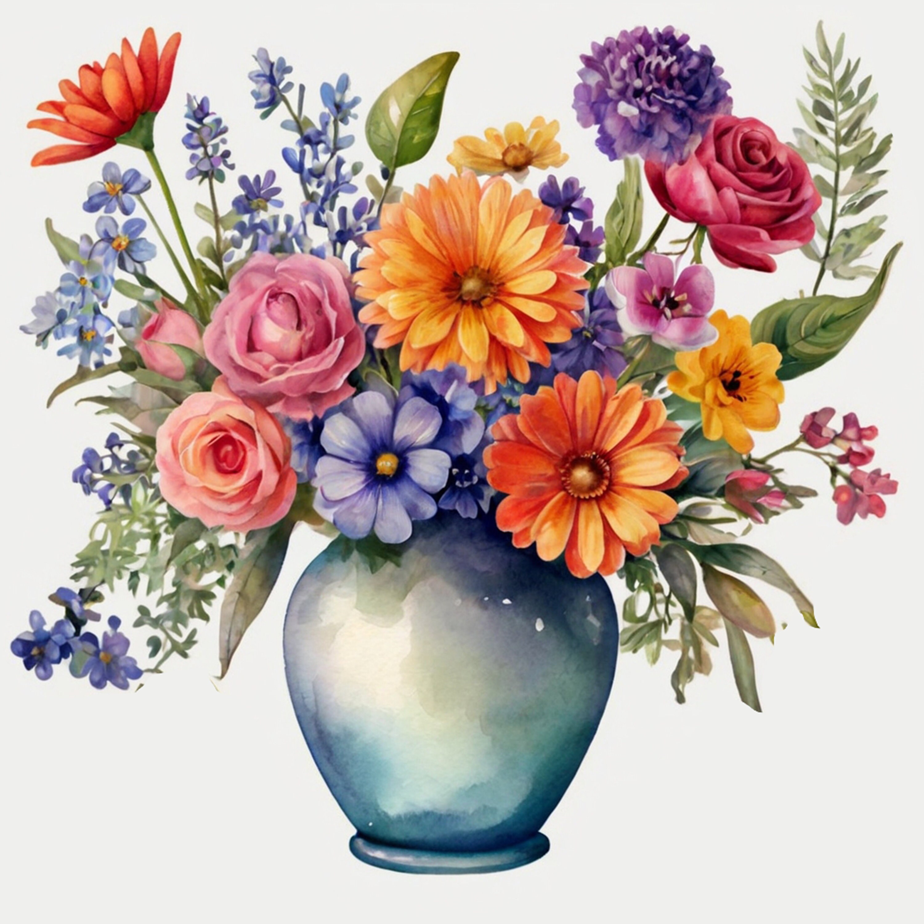 Vase of Flowers Clipart Floral PNG Watercolor Roses PNG 5 Transparent ...