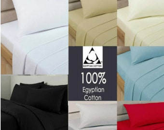 Fitted Sheet 100% Egyptian Cotton 300 Thread Count 30CM Extra Deep Pocket Bottom Sheets - All Sizes