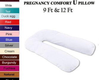 Pregnancy Pillowcase 9 FT, 12 FT, U Shaped Full Body Pillow Cover with zip, Nursing, Support and Maternity Pillow for Pregnant Women