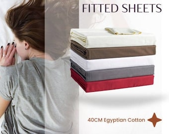 Luxury Bedding 100% Egyptian Cotton 40cm /16'' Extra Deep Fitted Sheets 200TC all 4 sizes