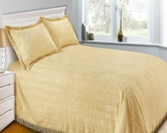 Candlewick Bedspread 100% Cotton Traditional Bed Throw with Deep Valance Size