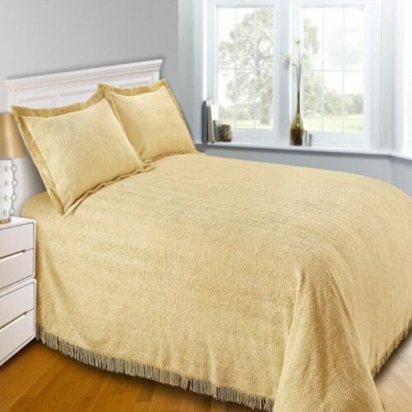 Candlewick Bedspread 100% Cotton Traditional Bed Throw with Deep Valance Size