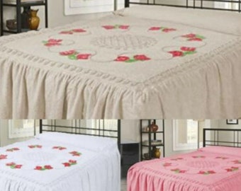 Luxury 100% Cotton Candlewick Fitted Bedspread Traditional Bed Throw with 60 CM/24 Inch Valance