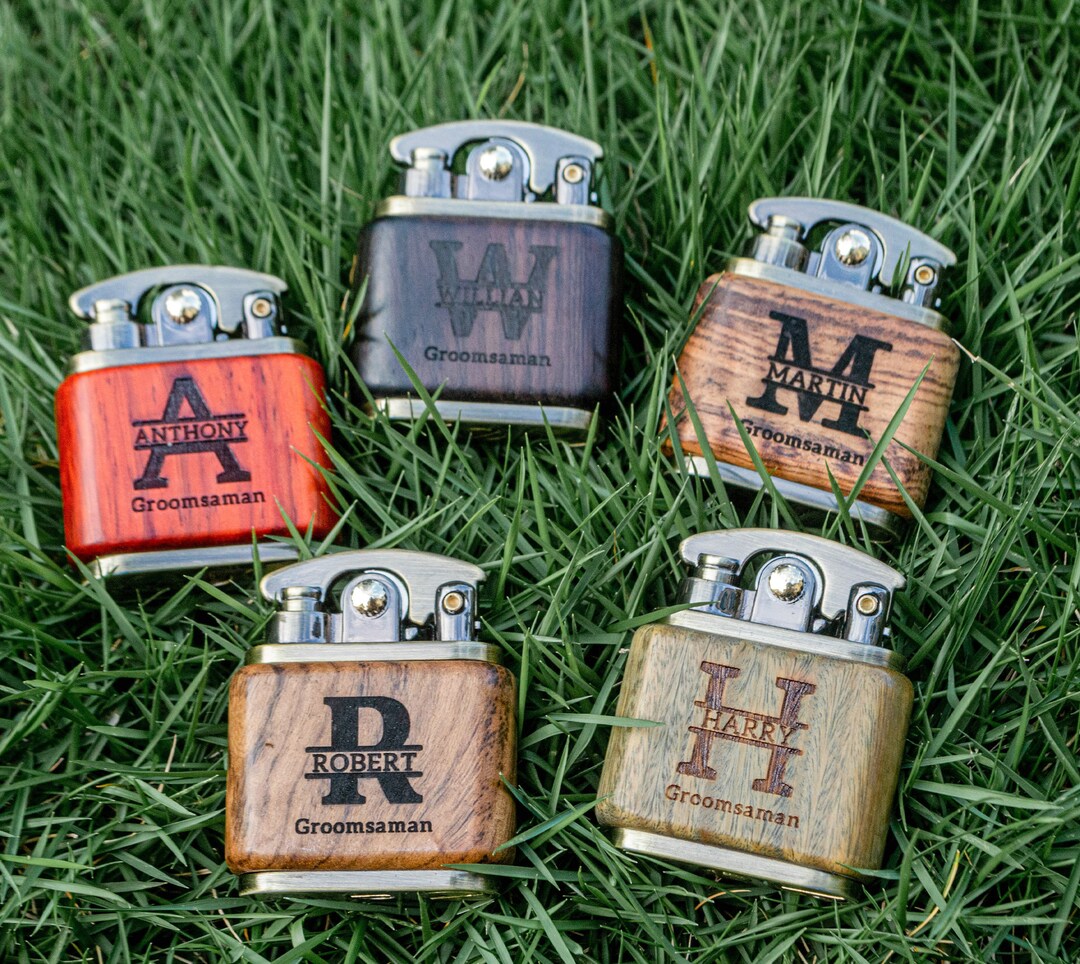 Custom Wood Lighter Engraved Personalized Name Cigarette Lighter Groomsmen Gifts for Wedding Day