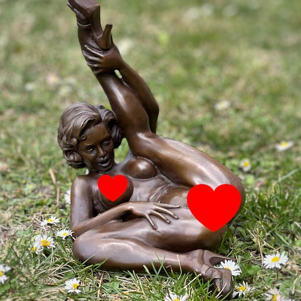 Luxus Bronze Statue Statuette einer nackten Frau Dekoration