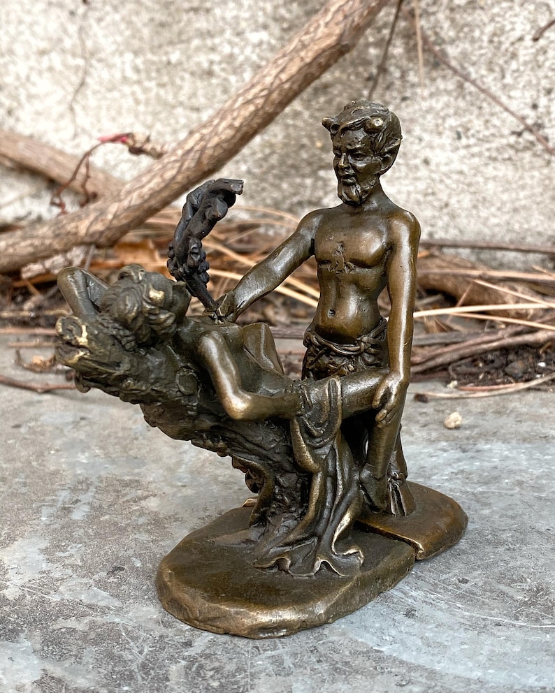 Luxury Bronze Statue of Woman and Satyr Devil Sculpture Decoration - Etsy