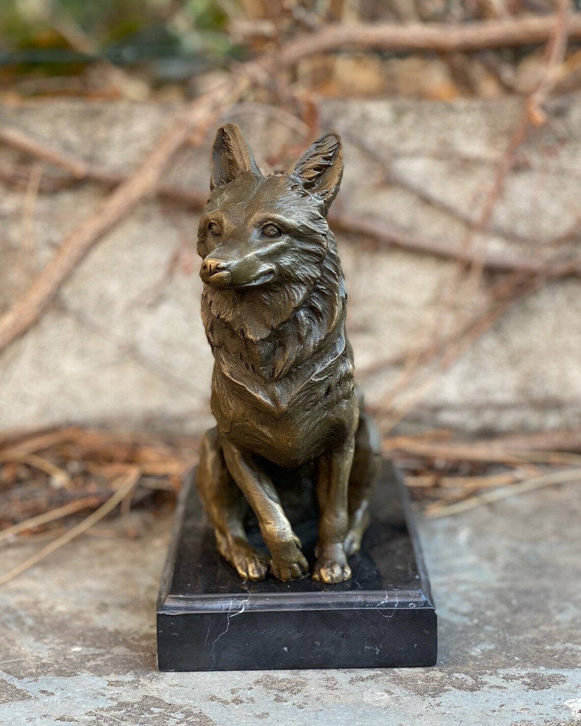 Cute Bronze Statue of Fox Wild Animal Decoration Modern Art Etsy