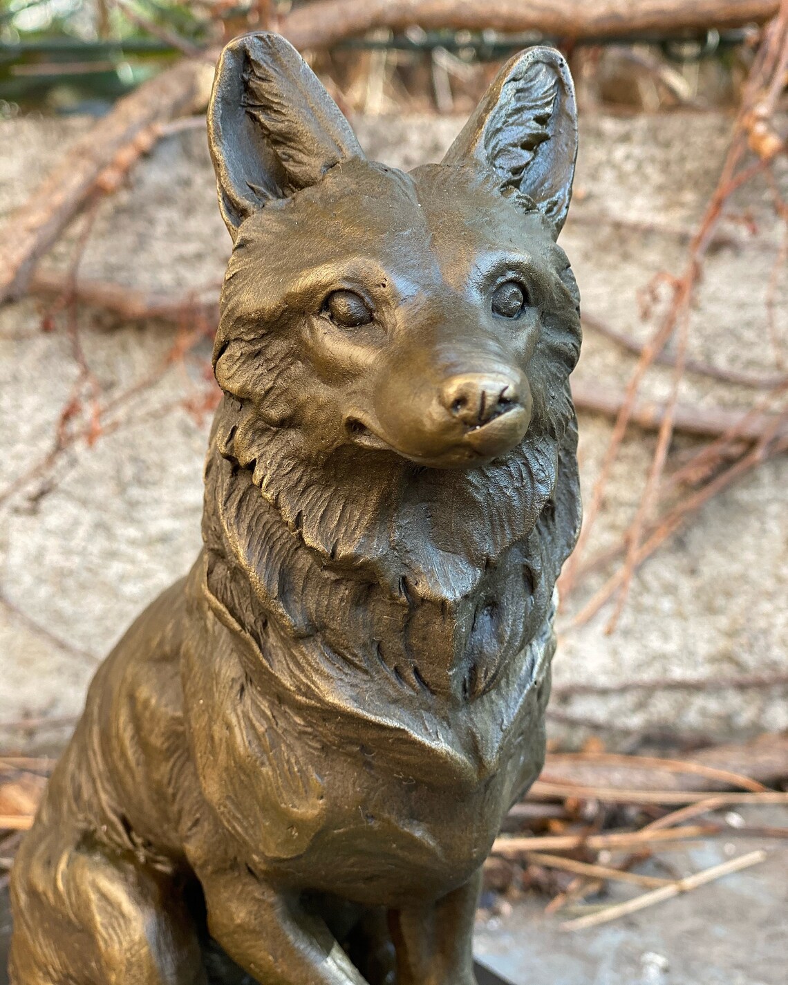 Cute Bronze Statue of Fox Wild Animal Decoration Modern Art Etsy