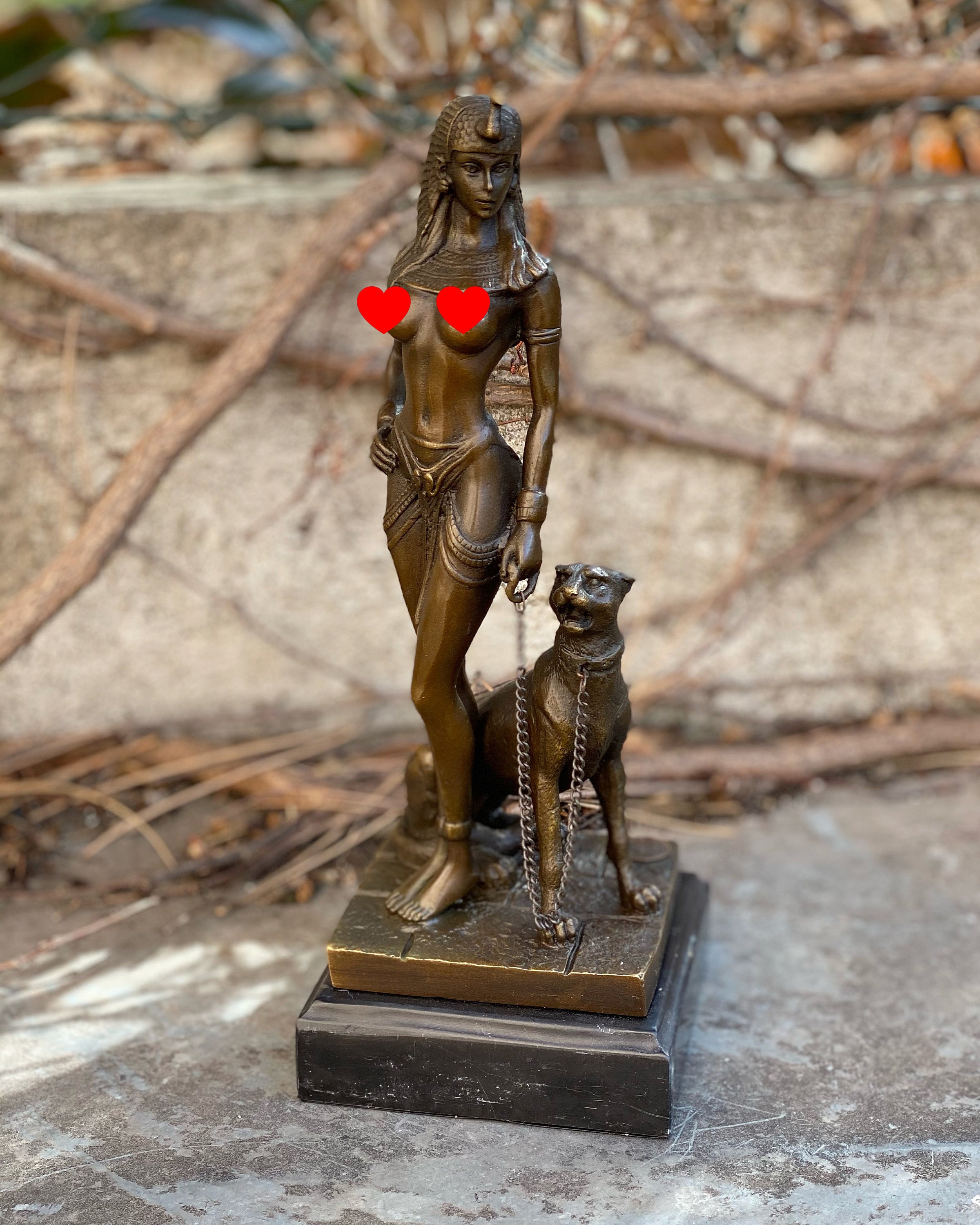 Luxury Bronze Statue of a Cleopatra With Panther Decoration Modern Art Gift  Idea 