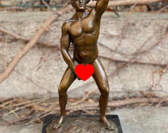 Estatuilla de estatua de bronce de lujo de una decoración de hombre desnudo - arte moderno - idea de regalo