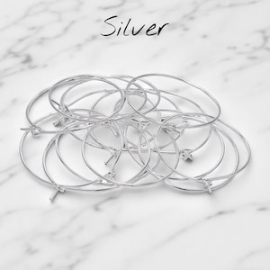 50pcs Hoop Earring Wires | 20-40mm Big Circle Ear Hoops for DIY Jewelry Making | Iron Earring Findings