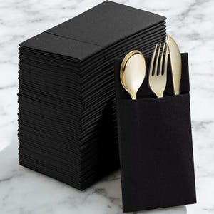 50 pezzi tovaglioli da cena monouso in lino con tasca per posate / tovaglioli di carta simili a stoffa per matrimoni, feste, ristoranti e casa