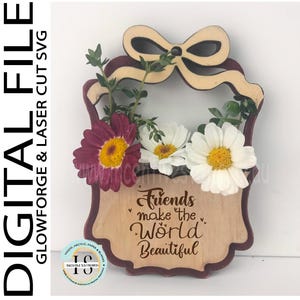 Porta-flores SVG Arquivo Recortado a Laser Flores Secas Colhidas Ervas SVG Presente Para Melhor Amiga Mãe Ímã de Geladeira Berloque de Carro Decoração Download Digital