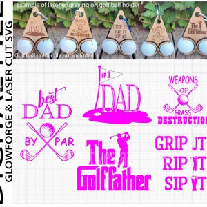 SVG para adaptarse al soporte de pelota de golf en capas cortado con láser, archivo digital, láser Glowforge, regalo del día del padre xtool 3 mm contrachapado, sin artículo físico 5 diseños