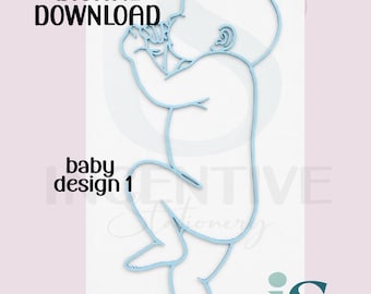 Baby overzicht SVG pasgeboren lijntekeningen silhouet schaal 1: 1 gepersonaliseerde geboortestatistieken teken Cricut Glowforge laserbestand aandenken digitale download