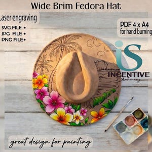 Tropical Beach Floral Hat Design Template, Laser Engraving, Hand Burn (Digital Download)