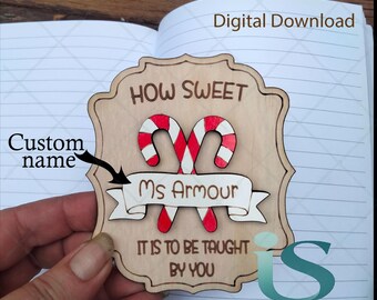 Gepersonaliseerd lerarencadeau SVG: snoepgoedmagneetornament (digitale download)