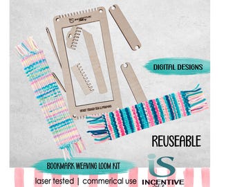 Weefgetouwset, bladwijzer, lasergesneden houten wandtapijtgereedschap, beginnersgaren, wol, knutselpakket, doe-het-zelf maker, digitaal ontwerp, SVG-bestand