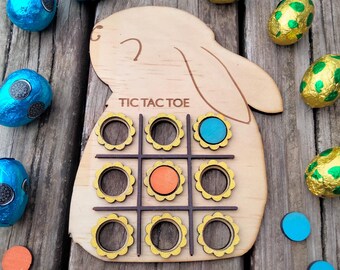 SVG Laser Cut File Easter Bunny Rabbit Tic Tac Toe SVG File Digital Download Easter Candy Chocolate Game Glowforge, XTool Thunder Laser