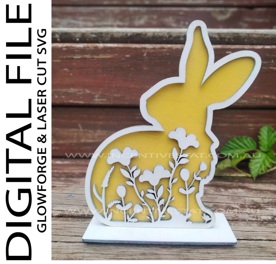 Layered Easter Bunny Floral Wildflowers Rabbit Laser Cut File, SVG ...
