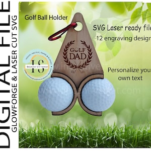 Golfballhalter Lustiges Golfgeschenk Personalisierte SVG Geburtstagsgeschenk für Papa Mama Golftasche Zubehör Laserschnitt SVG Digitale Datei Glowforge