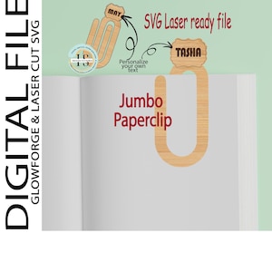 Trombone marque-page géant surdimensionné fichier SVG personnalisé au laser pour bois n acrylique pour sublimation cadeau pour le meilleur agenda à télécharger