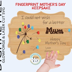Impronta digitale per la festa della mamma, augurio per una mamma migliore, file SVG con taglio laser, regalo per il miglior magnete da frigorifero, ciondolo per auto, decorazione personalizzabile, download digitale
