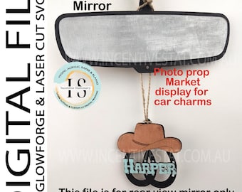 Car Charm Display SVG: achteruitkijkspiegelmodel (digitale download, laserklaar bestand)