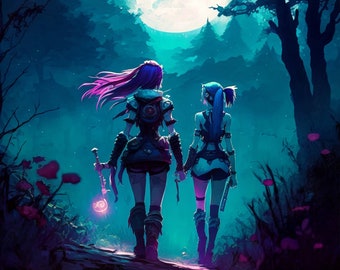 Jinx & Vi | League Of Legends Poster Art | Wall Decor | League of Legends | Gaming Gift | Wall Art | Digital File