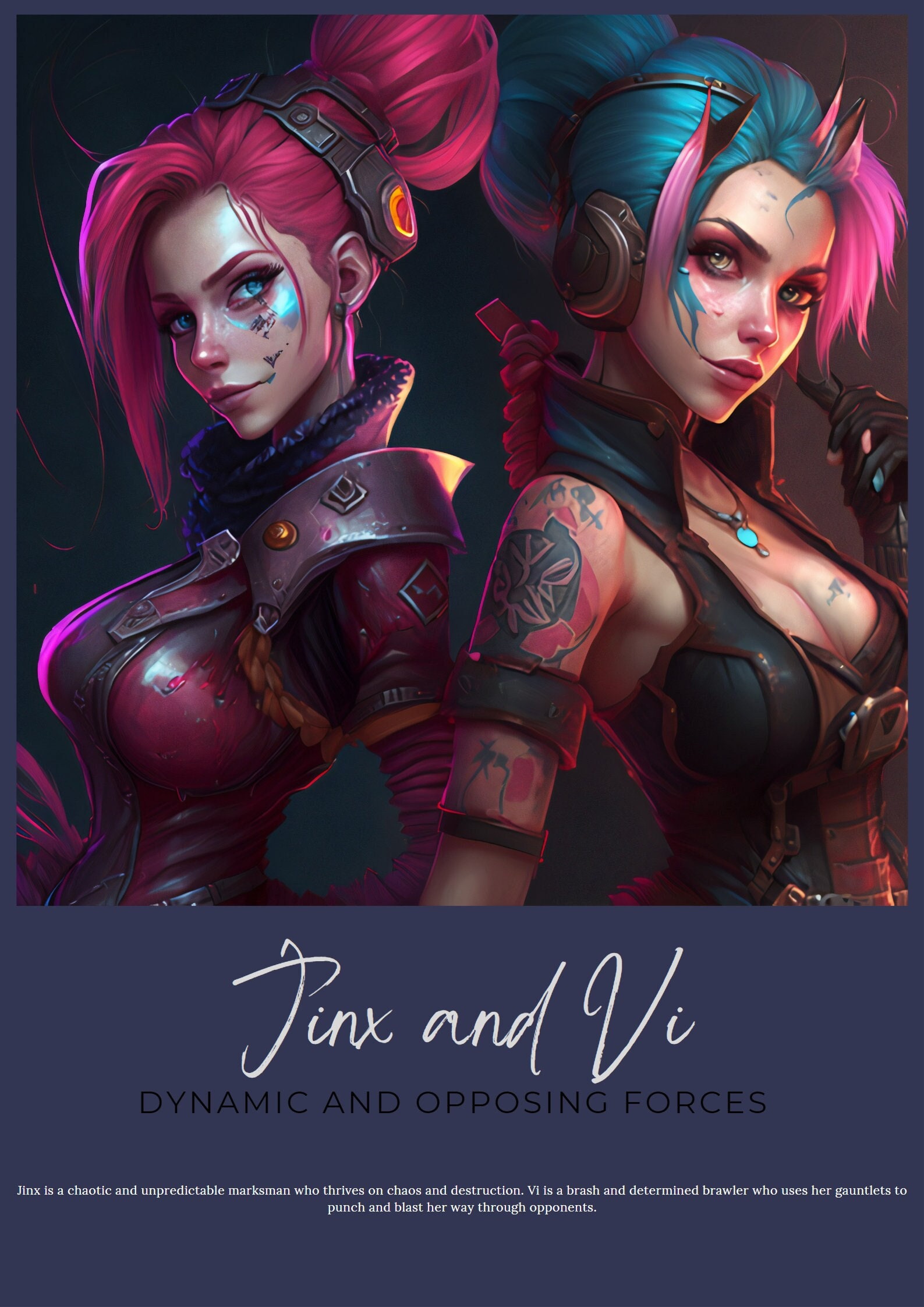 Jinx & Vi League Of Legends Poster Art | Wall Decor | League of Legends |  Gaming Gift | Wall Art | Digital File