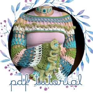 Crochet long sleeve shrug pattern, women top pdf tutorial, pullover pdf