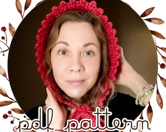 Crochet bonnet pattern, bow bonnet tutorial, chunky winter hood pattern, winter hat