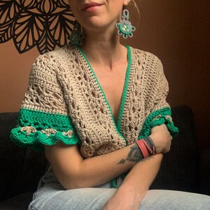 Crochet boho crop top, cotton tank top