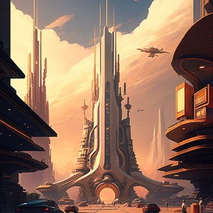 Printable Wall Art Futuristic Cityscapes
