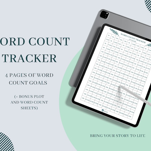 Daily Word Count Tracker | Word Count Tracker | Novel Word Count Tracker | Printable Tracker | Author Word Count